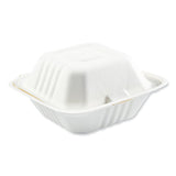 Boardwalk® Bagasse PFAS-Free Food Containers, 1-Compartment, 6 x 6 x 3.19, White, Bamboo/Sugarcane, 500/Carton (BWKHINGE66NPFA)