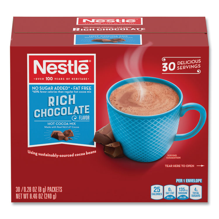 Nestlé® Hot Cocoa Mix, Rich Chocolate, 0.28 oz Packet, 30 Packets/Box, 6 Boxes/Carton (NES61411CT) Case of 180