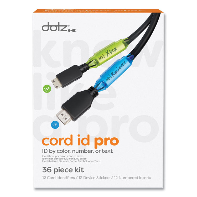 dotz® Cord ID PRO, (12) Cable Identifiers, (12) Device Stickers, (12) Customizable Inserts (LEE21209) Each