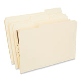 Universal® Reinforced Top Tab Fastener Folders, 0.75" Expansion, 1 Fastener, Legal Size, Manila Exterior, 50/Box (UNV13510)