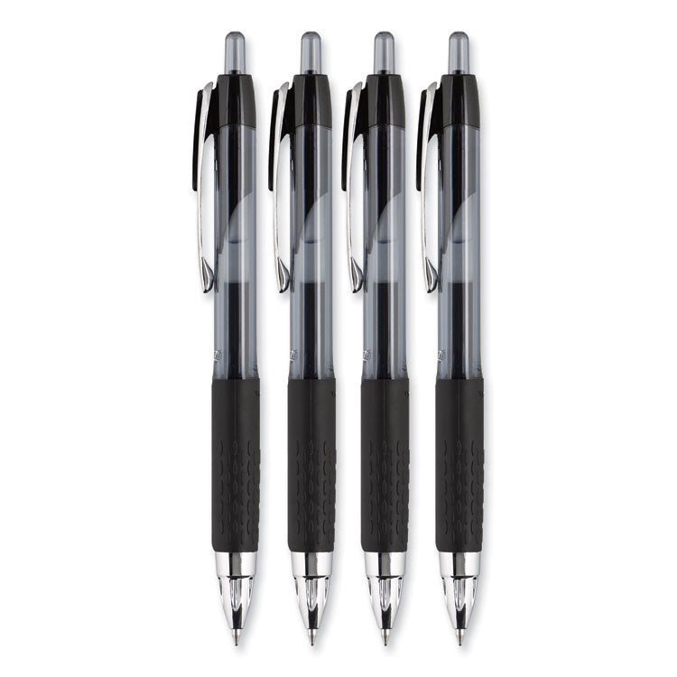 uniball® Signo 207 Gel Pen, Retractable, Medium 0.7 mm, Black Ink, Smoke/Black Barrel, 4/Pack (UBC33960PP) Pack of 4