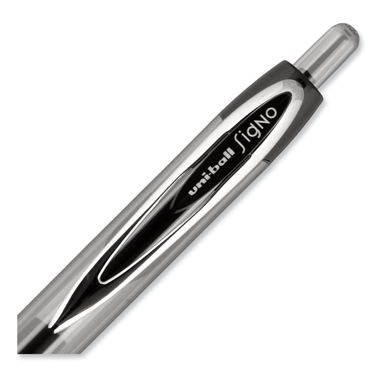 uniball® Signo 207 Gel Pen, Retractable, Medium 0.7 mm, Black Ink, Smoke/Black Barrel, 4/Pack (UBC33960PP) Pack of 4