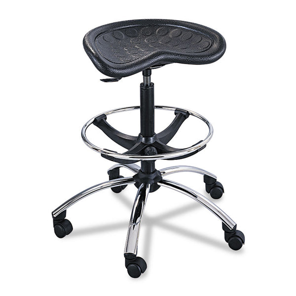 Safco® SitStar Stool, Backless, Supports Up to 250 lb, 27" to 34" Seat Height, Black Seat, Black/Chrome Base (SAF6660BL) Each