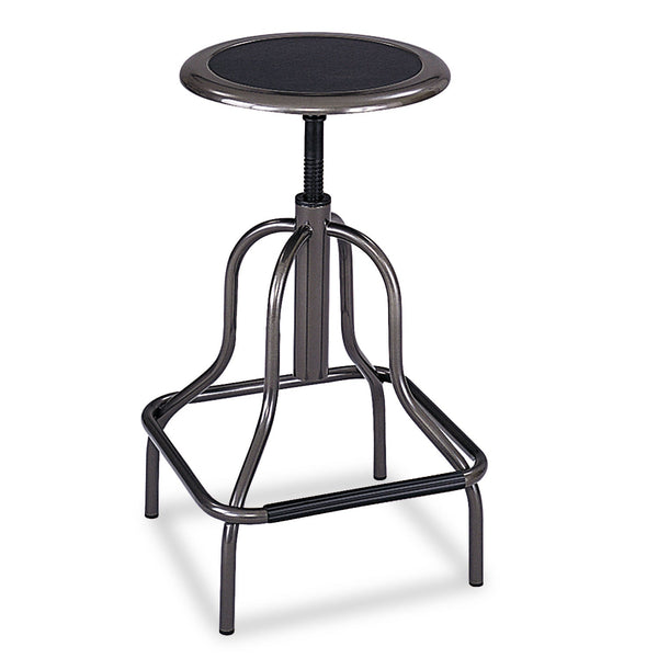 Safco® Diesel Industrial Stool, Backless, Supports Up to 250 lb, 22" to 27" High Black Seat, Pewter Base, Ships in 1-3 Business Days (SAF6665)