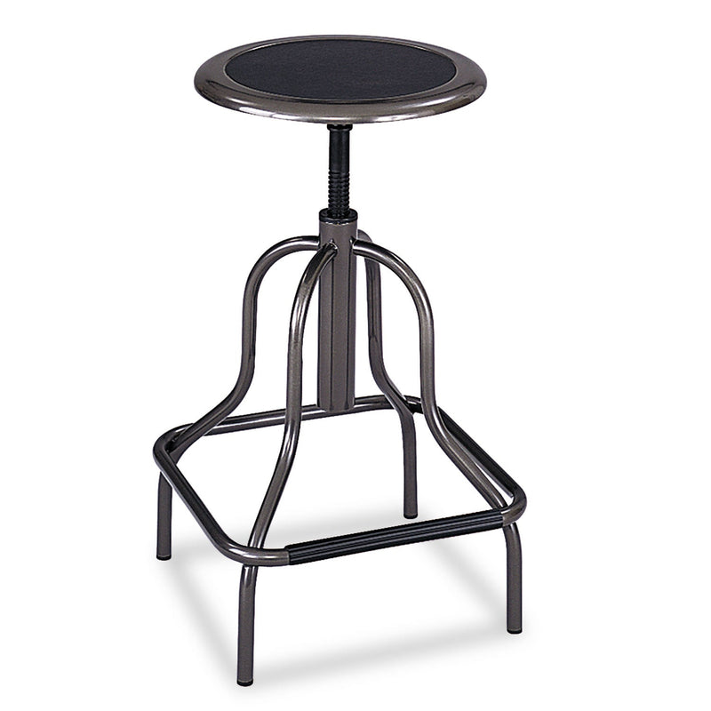 Safco® Diesel Industrial Stool, Backless, Supports Up to 250 lb, 22" to 27" High Black Seat, Pewter Base, Ships in 1-3 Business Days (SAF6665) Each