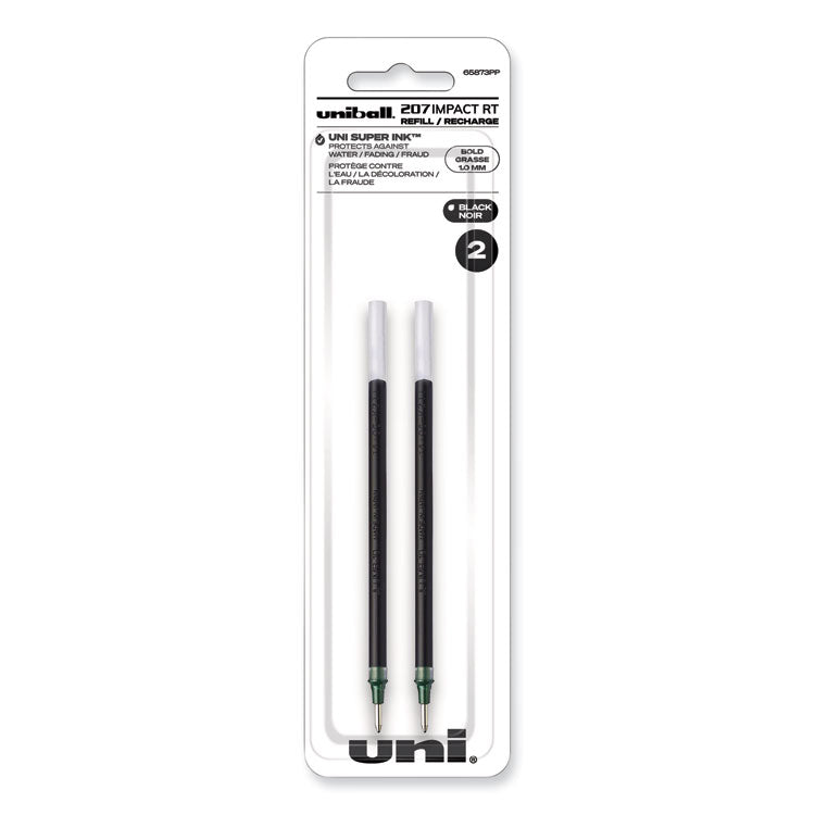 uniball® Refill for Gel 207 IMPACT RT Roller Ball Pens, Bold Conical Tip, Black Ink, 2/Pack (UBC65873PP) Pack of 2