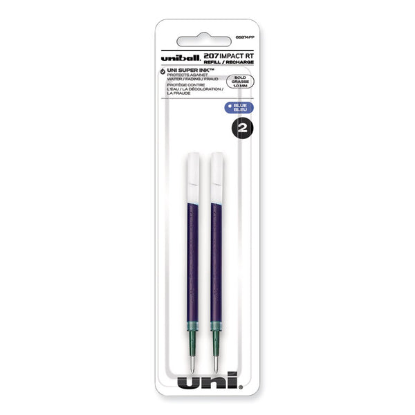 uniball® Refill for Gel 207 IMPACT RT Roller Ball Pens, Bold Conical Tip, Blue Ink, 2/Pack (UBC65874PP) Pack of 2