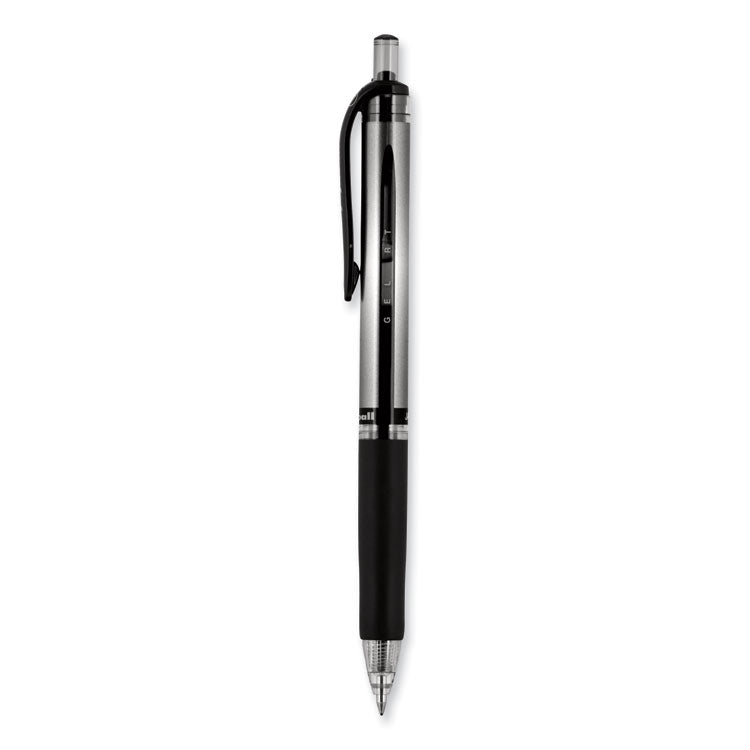 uniball® Signo Gel Pen, Retractable, Medium 0.7 mm, Black Ink, Silver/Black Barrel, Dozen (UBC65940) 1 Dozen