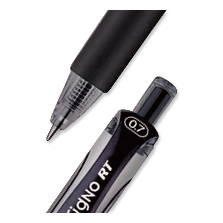 uniball® Signo Gel Pen, Retractable, Medium 0.7 mm, Black Ink, Silver/Black Barrel, Dozen (UBC65940) 1 Dozen
