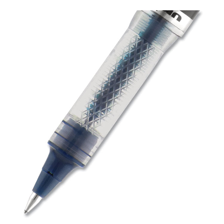uniball® VISION ELITE BLX Series Hybrid Gel Pen, Stick, Extra-Fine 0.5 mm, Blue-Infused Black Ink, Gray/Blue/Clear Barrel (UBC69020) Each