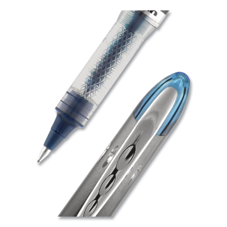 uniball® VISION ELITE BLX Series Hybrid Gel Pen, Stick, Extra-Fine 0.5 mm, Blue-Infused Black Ink, Gray/Blue/Clear Barrel (UBC69020) Each