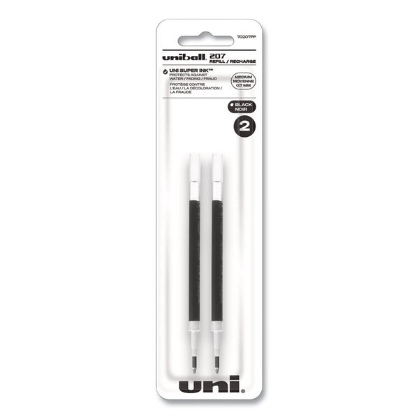 uniball® Refill for Signo Gel 207 Pens, Medium 0.7 mm Conical Tip, Black Ink, 2/Pack (UBC70207PP) Pack of 2