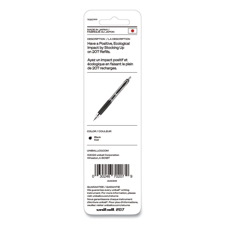 uniball® Refill for Signo Gel 207 Pens, Medium 0.7 mm Conical Tip, Black Ink, 2/Pack (UBC70207PP) Pack of 2