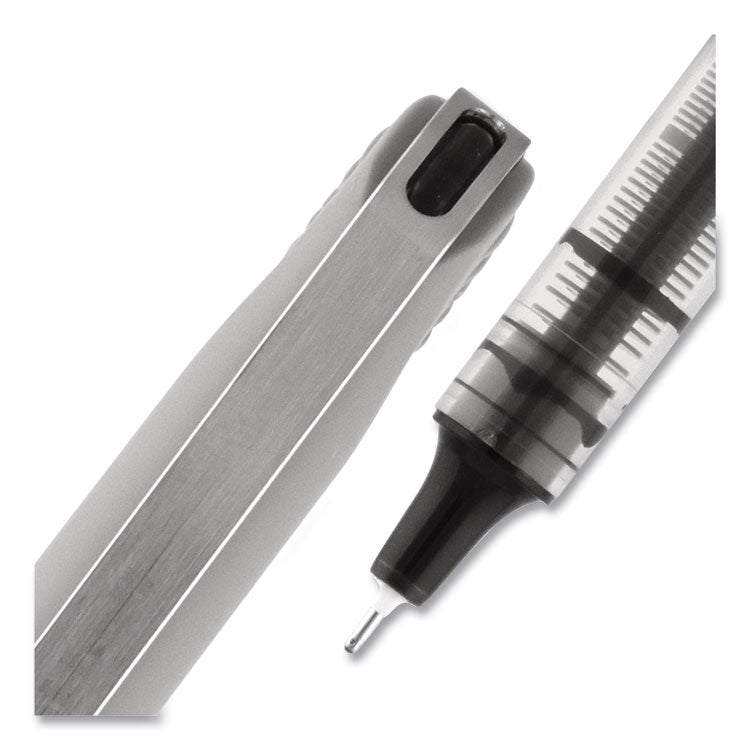 uniball® VISION Needle Roller Ball Pen, Stick, Fine 0.7 mm, Black Ink, Gray/Clear/Black Barrel, Dozen (UBC1734903) 1 Dozen