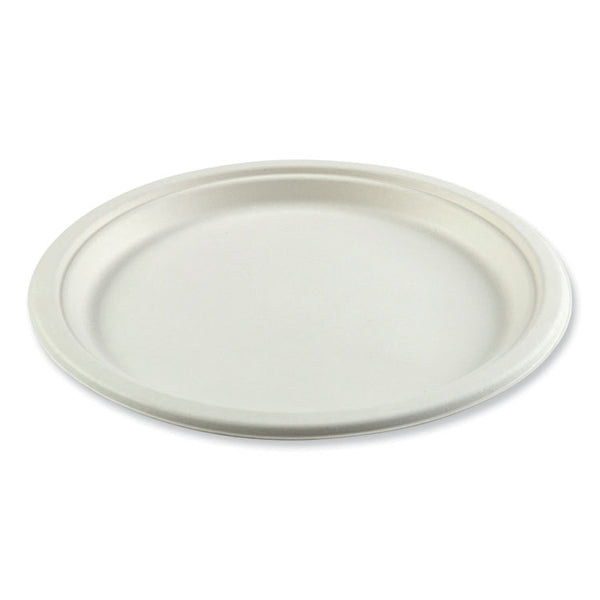 Boardwalk® Bagasse PFAS-Free Dinnerware, Plate, 10" dia, White, 500/Carton (BWKPLATE10NPFA)