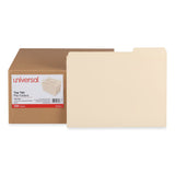 Universal® Top Tab File Folders, 1/3-Cut Tabs: Assorted, Letter Size, 0.75" Expansion, Manila, 250/Box (UNV18103)