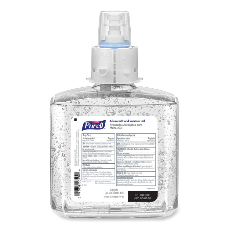 PURELL® Advanced Gel Hand Sanitizer Refill, 1,200 mL, Clean Scent, For ES6 Dispensers, 2/Carton (GOJ646302) Case of 2