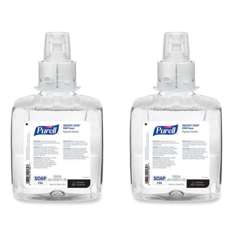 PURELL® HEALTHY SOAP Mild Foam, For CS6 Dispensers, Fragrance-Free, 1,200 mL, 2/Carton (GOJ657402CT)