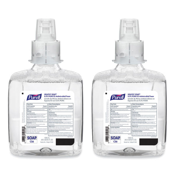 PURELL® HEALTHY SOAP 0.5% PCMX E2 Antimicrobial Foam, For CS6 Dispensers, Fragrance-Free, 1,200 mL, 2/Carton (GOJ658202CT)