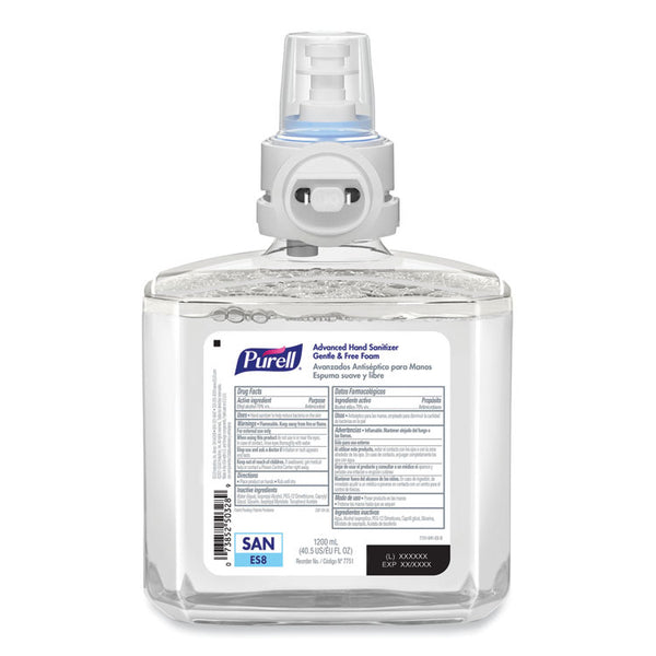 PURELL® Advanced Hand Sanitizer Gentle and Free Foam, 1,200 mL Refill, Fragrance-Free, For ES8 Dispensers, 2/Carton (GOJ775102)