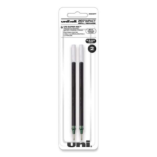 uniball® Refill for Gel IMPACT Gel Pens, Bold Conical Tip, Black Ink, 2/Pack (UBC65808) Pack of 2