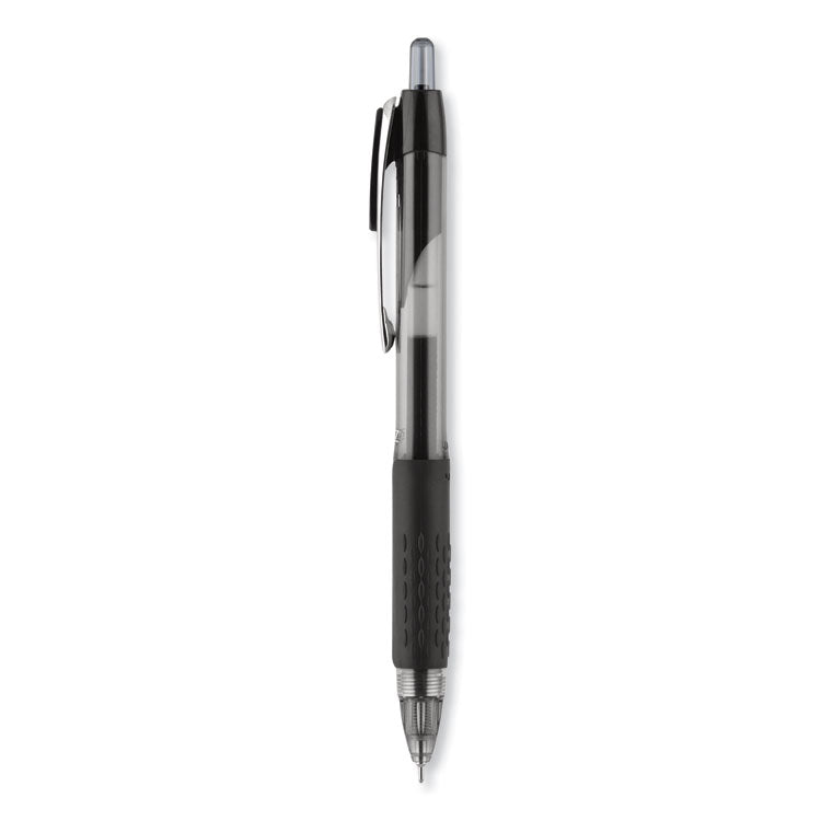 uniball® Signo 207 Needle Point Gel Pen, Retractable, Medium 0.7 mm, Black Ink, Clear/Black Barrel, Dozen (UBC1736097) 1 Dozen