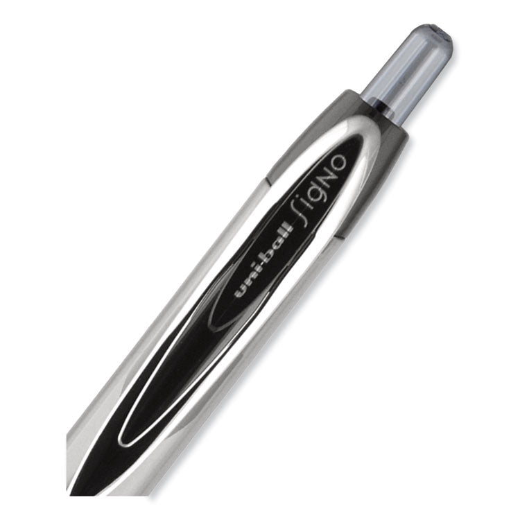 uniball® Signo 207 Needle Point Gel Pen, Retractable, Medium 0.7 mm, Black Ink, Clear/Black Barrel, Dozen (UBC1736097) 1 Dozen
