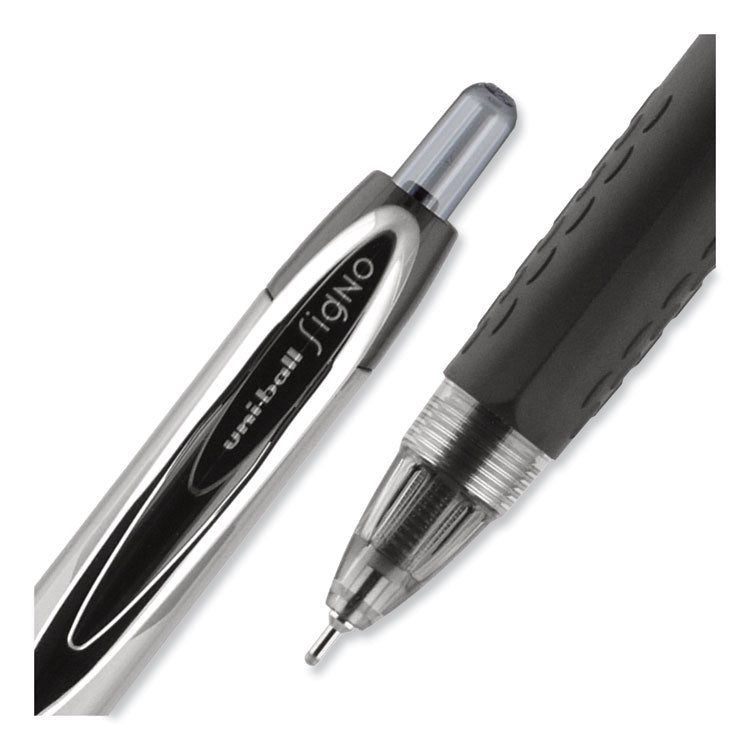 uniball® Signo 207 Needle Point Gel Pen, Retractable, Medium 0.7 mm, Black Ink, Clear/Black Barrel, Dozen (UBC1736097) 1 Dozen