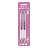 uniball® Signo 207 Gel Pen, Retractable, Medium 0.7 mm, Black Ink, Translucent Pink/Translucent White Barrel, 2/Pack (UBC1745148) Pack of 2