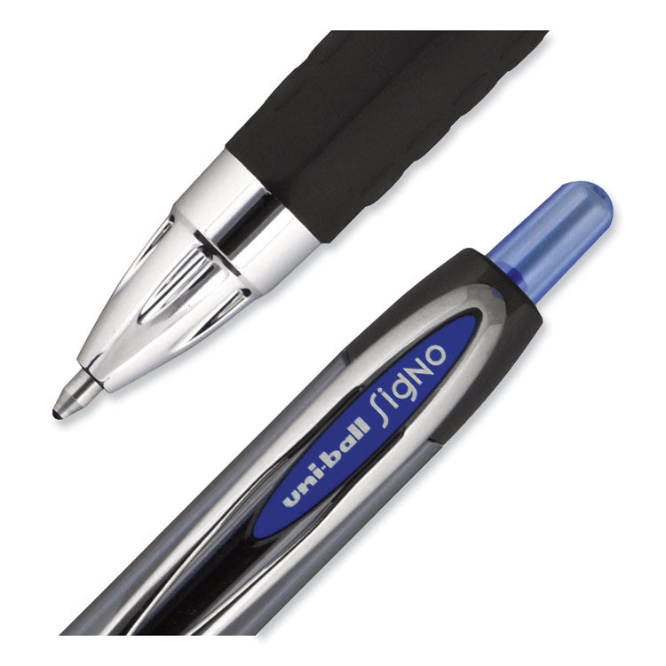 uniball® Signo 207 Gel Pen, Retractable, Bold 1 mm, Blue Ink, Smoke/Black/Blue Barrel, Dozen (UBC1790896) 1 Dozen