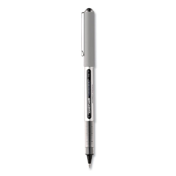 uniball® VISION Roller Ball Pen, Stick, Fine 0.7 mm, Black Ink, Silver/Black/Clear Barrel, 36/Pack (UBC1921066) Pack of 36