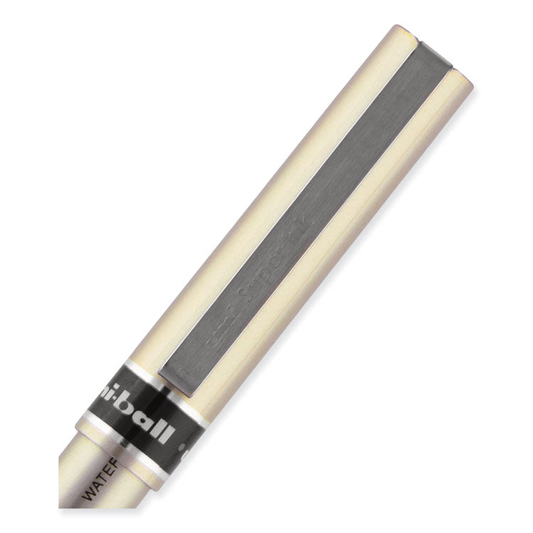 uniball® Deluxe Roller Ball Pen, Stick, Fine 0.7 mm, Black Ink, Champagne/Black Barrel, Dozen (UBC60052) 1 Dozen