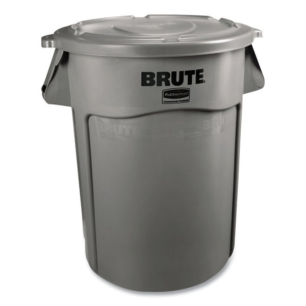 Rubbermaid® Commercial Vented Round Brute Container, 55 gal, Plastic, Gray (RCP265500GY)