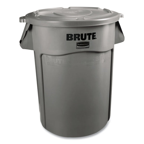 Rubbermaid® Commercial Vented Round Brute Container, 55 gal, Plastic, Gray (RCP265500GY) Each