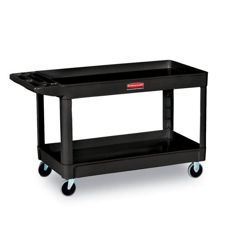 Rubbermaid® Commercial Service/Utility Carts, Plastic, 2 Shelves, 500 lb Capacity, 24" x 40" x 31.25", Black (RCP9T6700BLA) Each