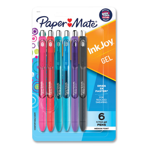 Paper Mate® InkJoy Gel Pen, Retractable, Medium 0.7 mm, Assorted Ink and Barrel Colors, 6/Pack (PAP1951713)