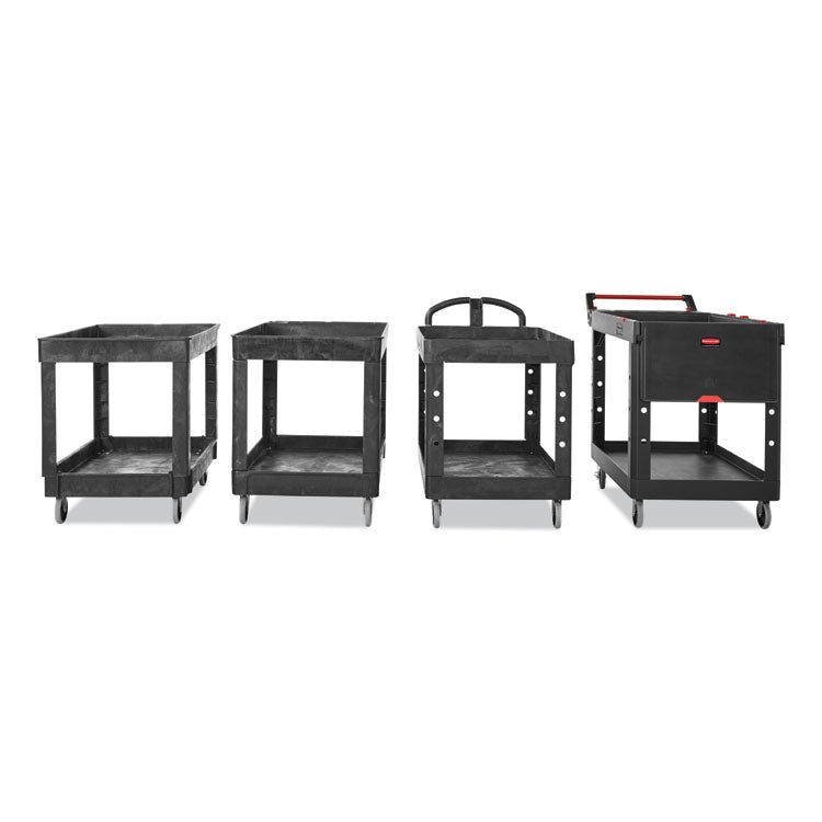 Rubbermaid® Commercial Service/Utility Carts, Plastic, 2 Shelves, 500 lb Capacity, 24" x 40" x 31.25", Black (RCP9T6700BLA) Each