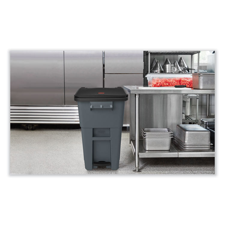 Rubbermaid® Commercial Brute Step-On Rollouts, 50 gal, Metal/Plastic, Gray (RCP1971956)