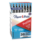 Paper Mate® Profile Ballpoint Pen Value Pack, Retractable, Bold 1.4 mm, Black Ink, Translucent Black Barrel, 36/Box (PAP1921067)