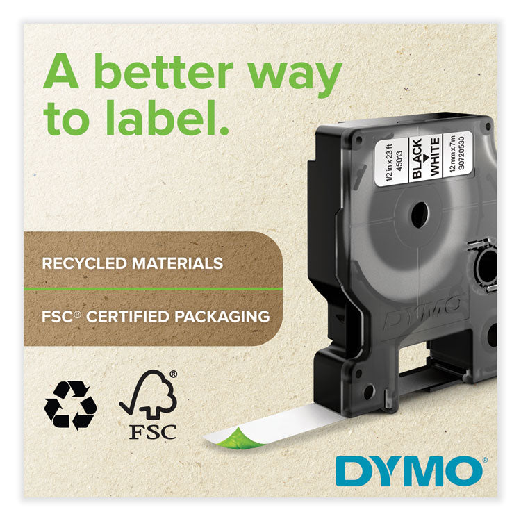 DYMO® D1 High-Performance Polyester Removable Label Tape, 0.5" x 23 ft, Black on Clear (DYM45010) Each