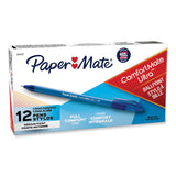 Paper Mate® ComfortMate Ultra Ballpoint Pen, Stick, Medium 1 mm, Blue Ink, Blue Barrel, Dozen (PAP6110187)