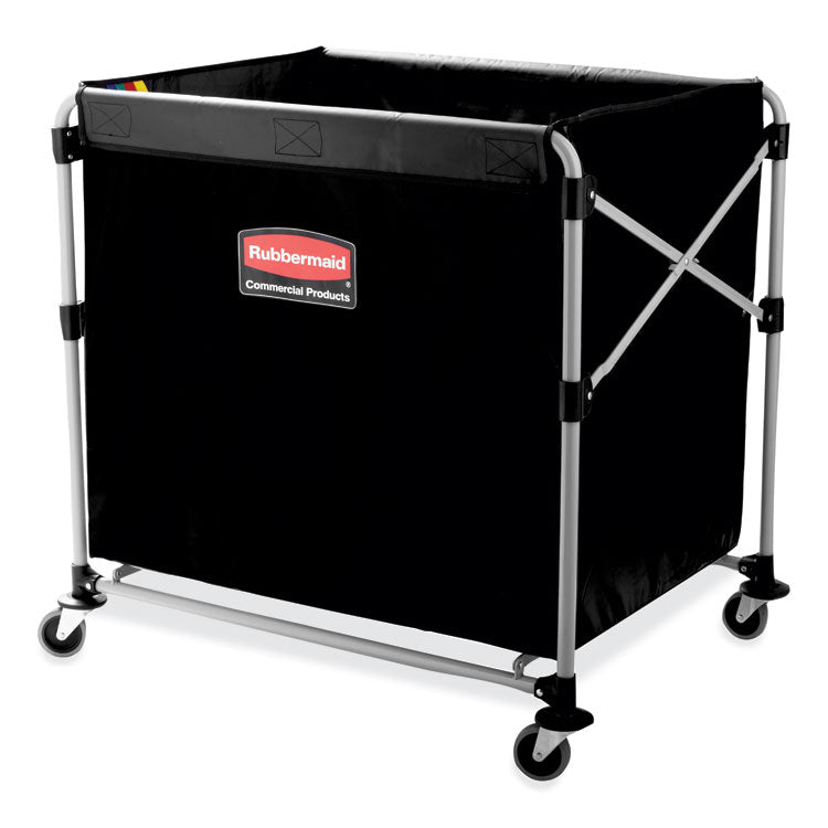 Rubbermaid® Commercial One-Compartment Collapsible X-Cart, Synthetic Fabric, 9.96 cu ft Bin, 24.1" x 35.7" x 34", Black/Silver (RCP1881750) Each