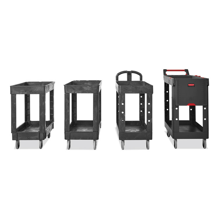 Rubbermaid® Commercial Service/Utility Carts, Plastic, 2 Shelves, 500 lb Capacity, 34.13" x 17.38" x 32.38", Black (RCP9T6600BLA)