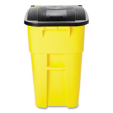 Rubbermaid® Commercial Square Brute Rollout Container, 50 gal, Molded Plastic, Yellow (RCP9W27YEL)