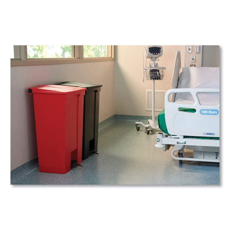 Rubbermaid® Commercial Indoor Utility Step-On Waste Container, 18 gal, Plastic, Red (RCP614500RED) Each