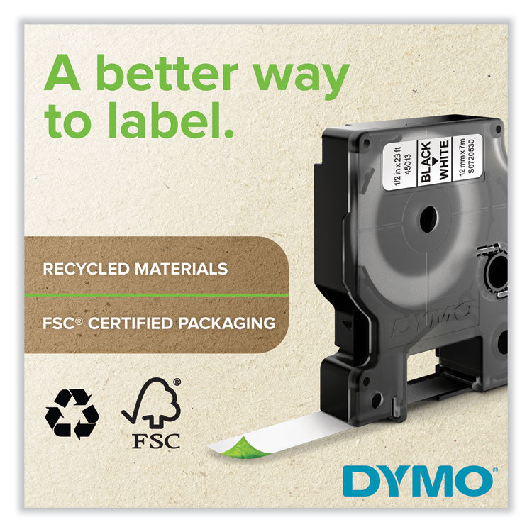 DYMO® D1 High-Performance Polyester Removable Label Tape, 0.5" x 23 ft, Black on Green (DYM45019)