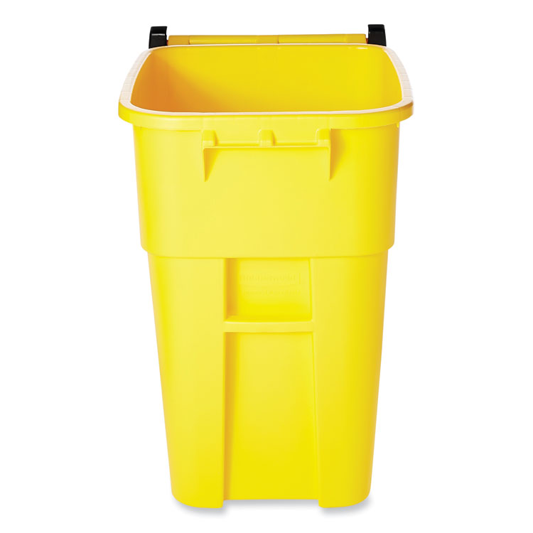 Rubbermaid® Commercial Square Brute Rollout Container, 50 gal, Molded Plastic, Yellow (RCP9W27YEL)
