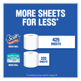 Scott® ComfortPlus Toilet Paper, Mega Roll, Septic Safe, 1-Ply, White, 425 Sheets/Roll, 12 Rolls/Pack (KCM54245) Case of 24