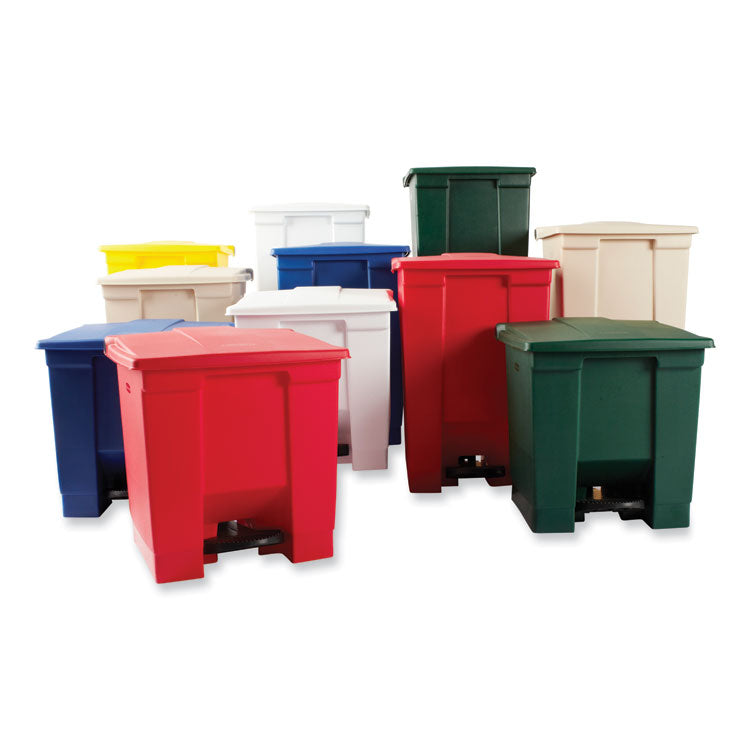 Rubbermaid® Commercial Indoor Utility Step-On Waste Container, 8 gal, Plastic, Red (RCP6143RED)