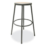 Alera® Industrial Metal Shop Stool, Backless, Supports Up to 300 lb, 30" Seat Height, Brown Seat, Gray Base (ALEIS6630G) Each